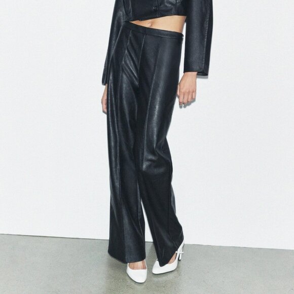 BRAND NEW ZARA FAUX LEATHER PANTS - Picture 1 of 6